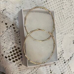 Chic Gold Bamboo Hoop Earrings